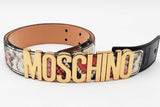 Moschino Logo Lettering Python Print Leather Belt Size 40 Eb0126rxdu