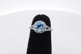 Light Blue Gemstone & Diamond Ring In 14k White Gold 2.7g Size 3.75 Eb0426oixsa