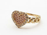 Heart 10k Yellow Gold Czs 2.1g Ring Size 6.5 Do1125rxde