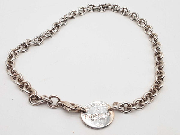 Tiffany & Co. Return To Oval Tag Silver Chain Necklace 15.5 In Do0124oxzde