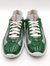 Prada Green Patent Leather & Fabric America's Cup Sneakers Size 11 Eb0826lxzsa