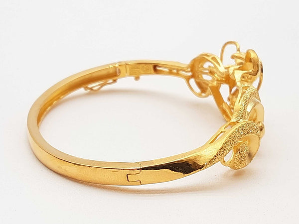 22k Yellow Gold 27.9g Dragon Love Music Clasp Bangle Bracelet 6 In Do0525owxzde