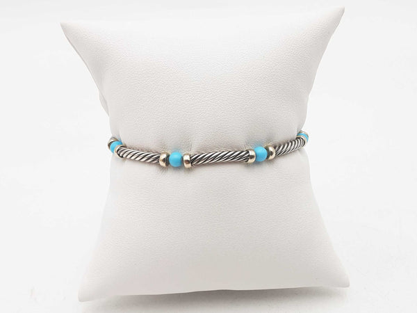 David Yurman Sterling Silver & Gold 6 Inch Bracelet Sd0325ozxsa