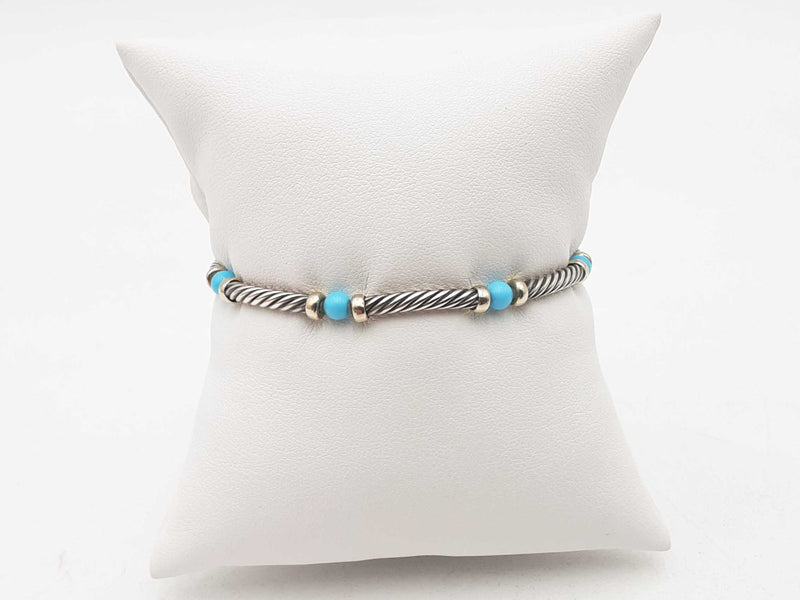 David Yurman Sterling Silver & Gold 6 Inch Bracelet Sd0325ozxsa
