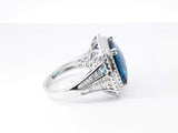 Effy London Blue Topaz & Diamond Halo Statement Ring In 14k White Gold 7.8 Grams Size 7 Fw0426lxzxdu