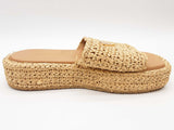Prada Tan Woven Raffia Flatform Slides Size Eu 37 Do0926lxzde