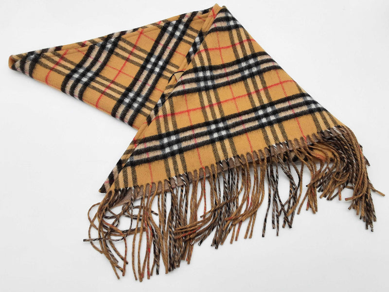 Burberry Sandstone Tan Check Cashmere Wool Shawl Do0925lrxde