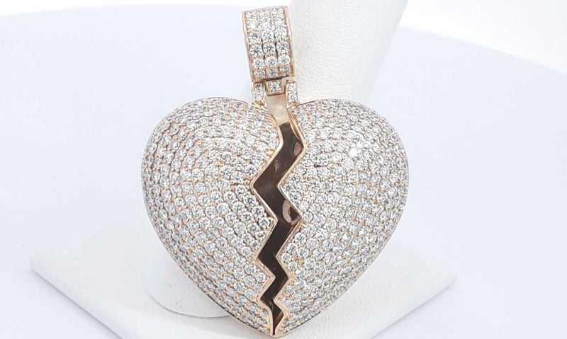 14k Yellow Gold Diamond Broken Heart Pendant 20.6 Grams Eb0524woxzdu