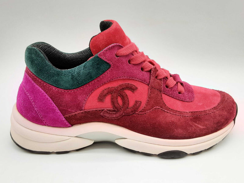 Chanel Cc Burgundy Red Suede Low Top Shoes Size Eu 35 Do0225ixde