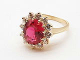 Red And White Czs 14k Yellow Gold 4.3g Starburst Ring Size 5.5 Do0726owxde