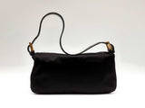 Fendi Crystal Logo Baguette Bag In Black Satin Fw0225rzxdu