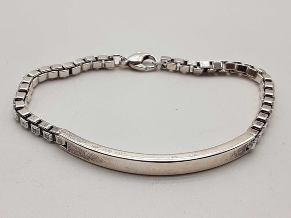 Tiffany & Co Name Plate Id 0.925 Sterling Silver 21.9g Bracelet 7.75 In Do0325lxzde