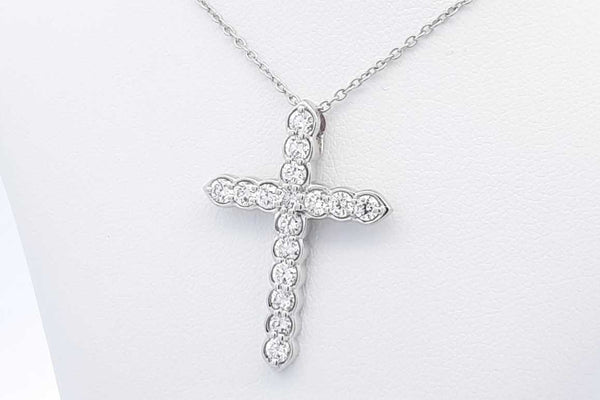 Approx. 1.02ctw Lab Grown Diamond Cross Sterling Silver Necklace 3.9g Eb1124llwdu