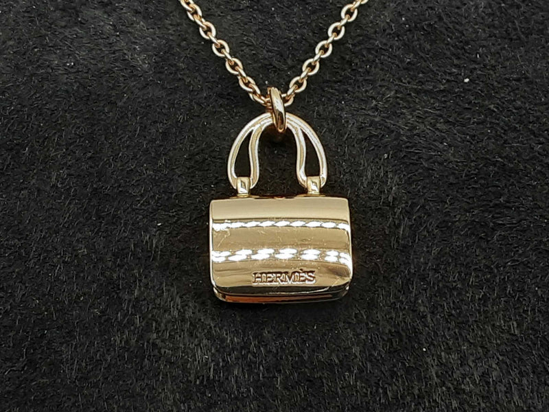 Hermes 18k Rose Gold Diamond Amulette Constance Necklace 16 In Do0823rixzde