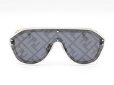 Fendi Ff Fabulous Shield Sunglasses In White With Blue Logo Lens Fwlpxdu
