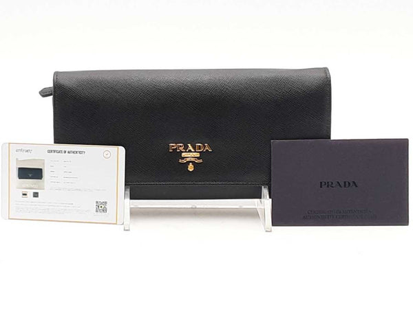 Prada Saffiano Leather Wallet Black Aa1125orzsa