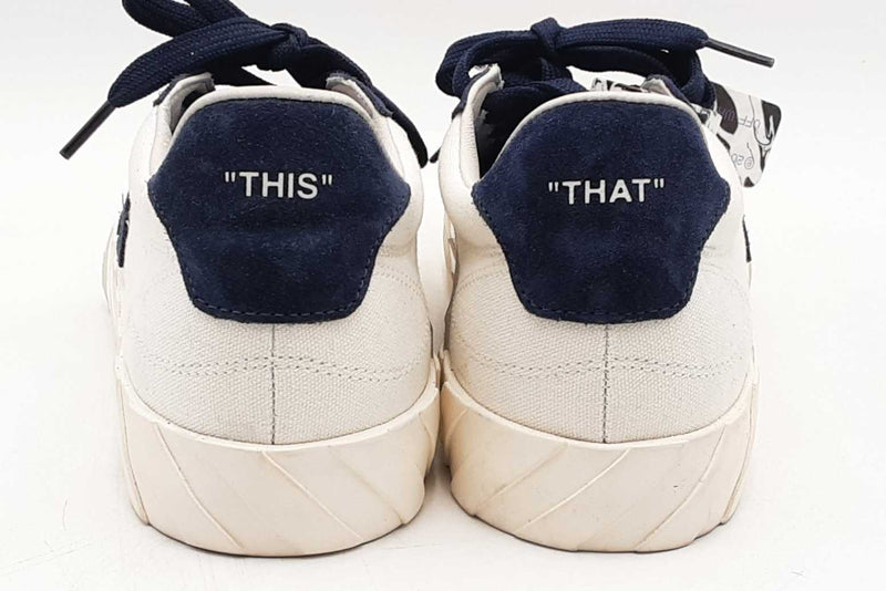 Off-white Low Vulcanized Eco Canvas White & Navy Sneakers Size 42 Eb0925lxzsa
