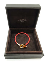 Hermes Etrier Red Braided Leather Goldtone Clasp Bracelet 6.5 In Do1025lrxde