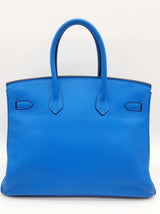 Hermes Birkin 35 Bleu Hydra Blue Clemence Gold Hardware Handbag Do1225sxzxde