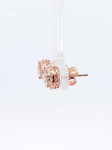Morganite & Diamond Halo Stud Earrings In 14k Rose Gold 1.7 Grams Fw0326lordu