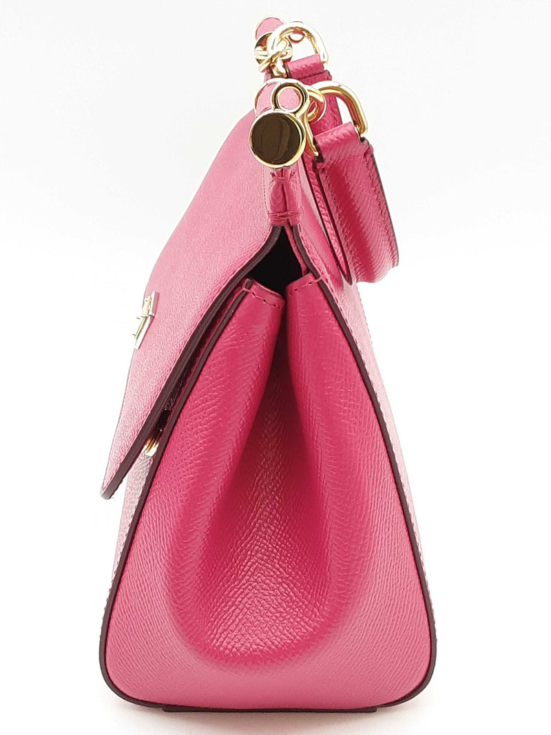 Dolce & Gabbana Sicily Fuschia Pink Saffiano Leather Crossbody Bag Do0425irxde
