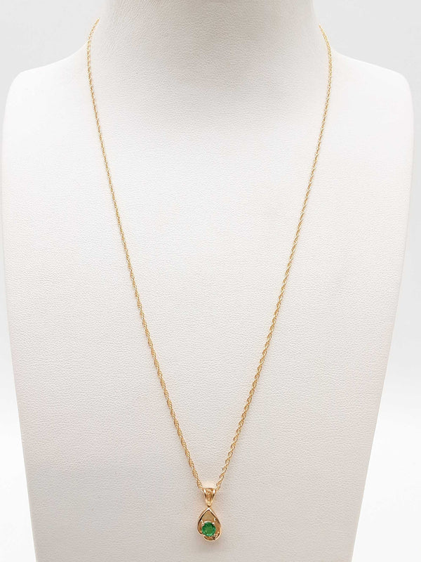 Emerald 14k Yellow Gold 2.4g Pendant Chain 18 In Do0425lwxde