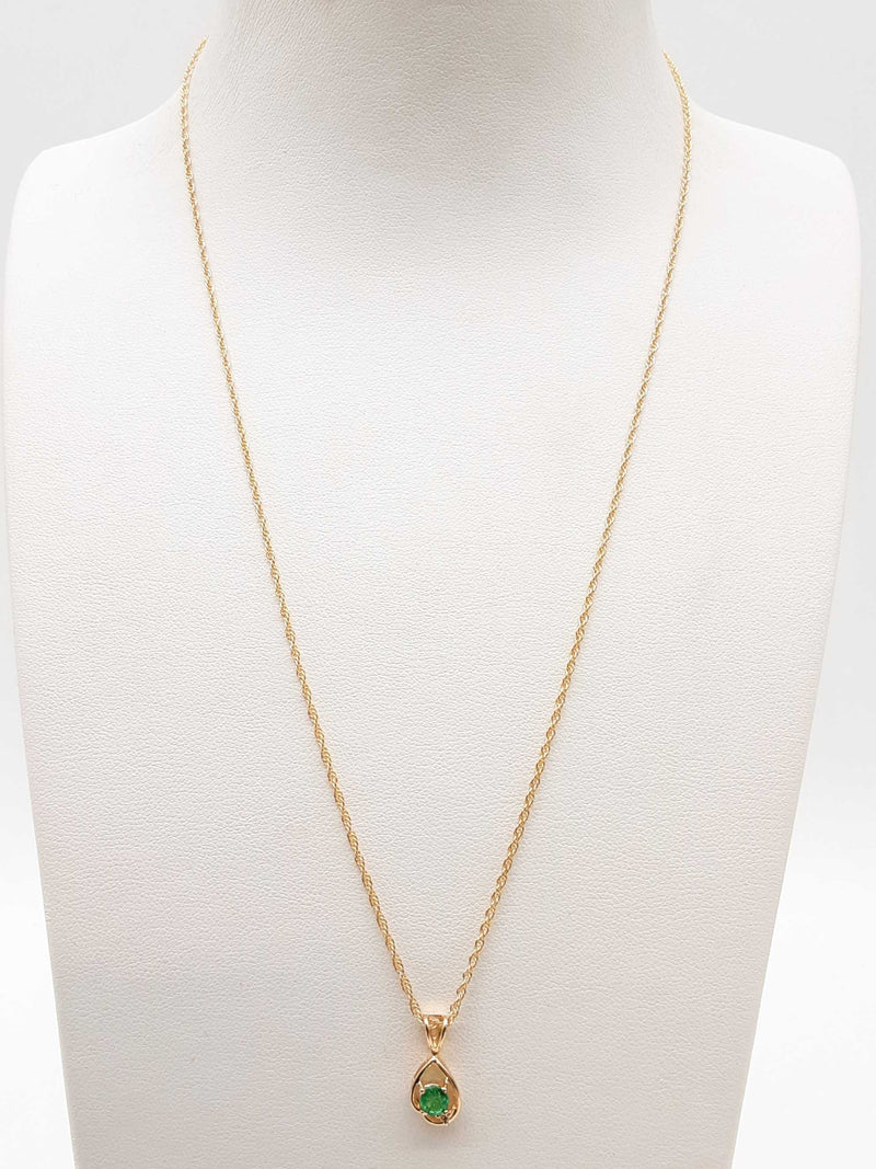 Emerald 14k Yellow Gold 2.4g Pendant Chain 18 In Do0425lwxde