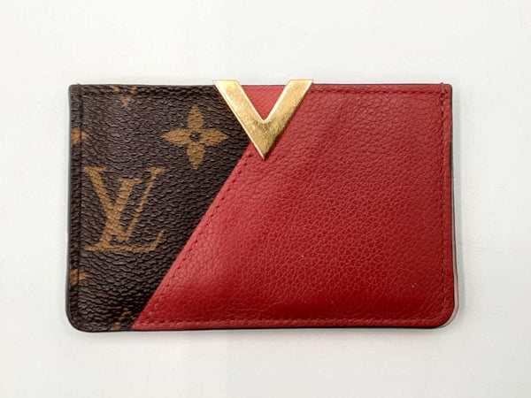 Louis Vuitton Monogram Kimono Portes Cartes In Canvas & Red Leather Fw0225lxxdu