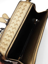 Bottega Veneta Camera Bag In Metallic Gold Grained Leather Fw0726wxzdu