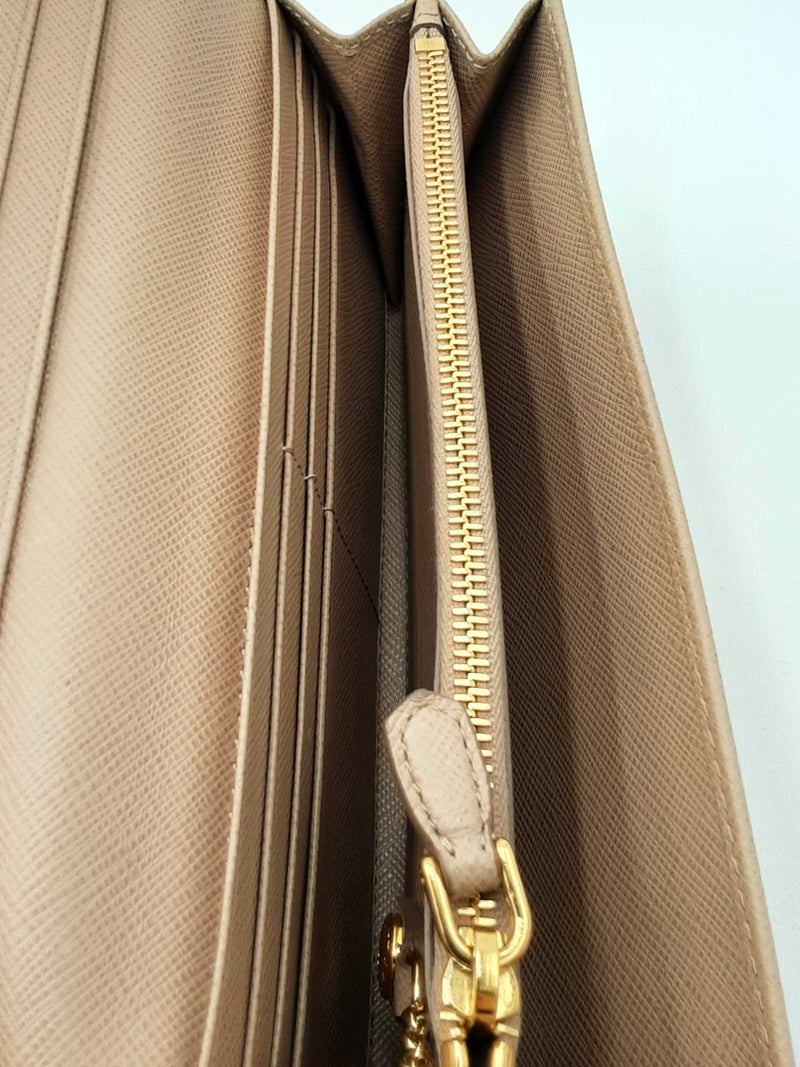 Prada Beige Saffiano Leather Continental Wallet Eb1124oxzdu