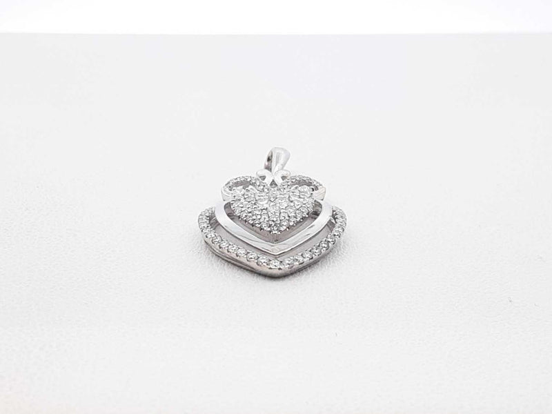 0.87 Cttw Diamond & 18k White Gold Heart Pendant 2 Grams Fw0825lwxdu