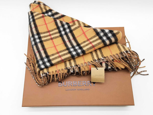 Burberry Sandstone Tan Check Cashmere Wool Shawl Do0925lrxde
