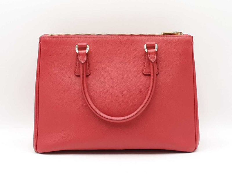 Prada Galleria Double Zip Tote Bag In Red Saffiano Leather Fw0925przdu