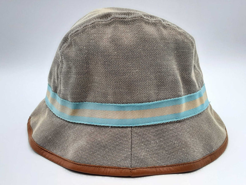 Gucci Gg Beige Light Blue Web Canvas Bucket Hat Size L Do0325lxzde