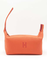 Hermes Bride-a-brac Travel Case In Orange & Burgundy Toile Canvas Fw0326wxzdu