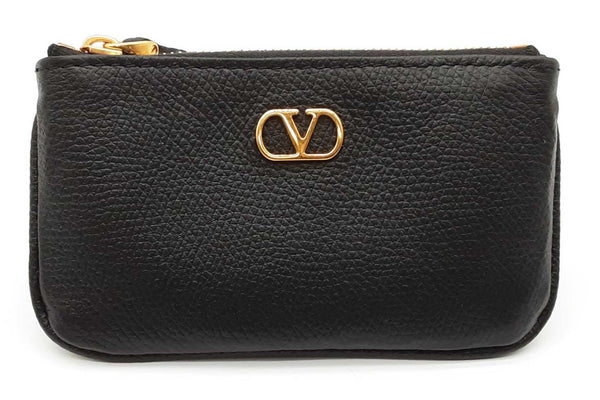 Valentino Garavani Vlogo Signature Leather Key Ring Pouch Wallet Eb1125lxzde