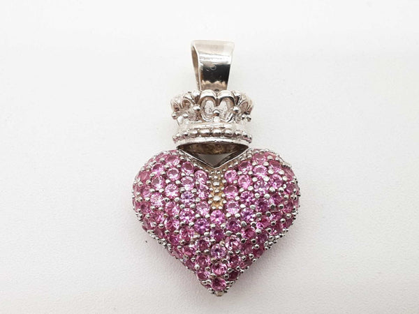 King Baby Queen Baby Large Crowned Heart 0.925 Silver 37.1g Pendant Do1225wrde