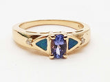 Iolite Synthetic Opal 10k Yellow Gold 3.0g Ring Size 6.75 Do0725sxde