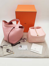 Hermes Picotin 18 Rose Sakura Pink Clemence Palladium Tote Bag Do1225oexzde