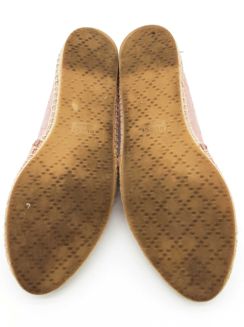 Gucci 466902 Gg Pink Canvas Espadrilles Slip On Shoes Size Eu 38.5 W Do0525rxde
