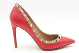 Valentino Garavani Rockstud Red Leather Pumps Size 38 Eb0626lxzsa