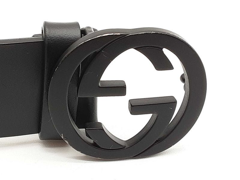 Gucci Gg Black Matte Leather Belt Size 95/38 Do0225lwxde