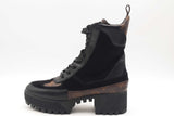 Louis Vuitton Monogram Canvas & Suede Laureate Platform Boots Sz 37.5 Eb326ocrsa