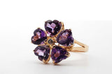 14k Yellow Gold Diamond Lab Amethyst Flower Ring Size 8 3.7g Lh0824lrxde