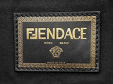 Fendi X Versace Logo Wristlet Clutch In Black Leather Fw1225orzdu
