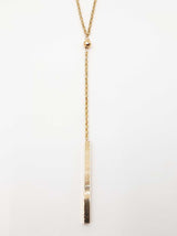 14k Yellow Gold Vertical Bar Y-chain Necklace 3 Grams 18 Inch Fw0826lsxdu