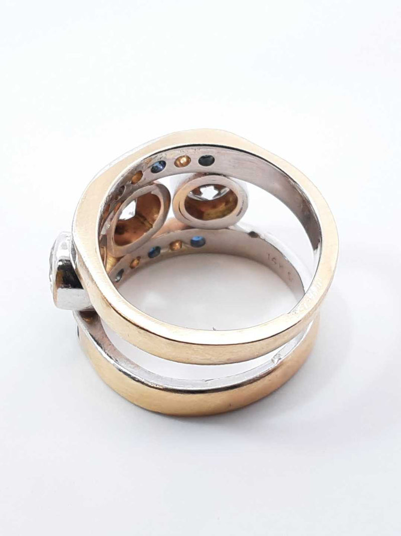 2.08 Cttw Diamond & Topaz Ring In 14k White Gold 8.9 Grams Size 5 Fw1124wwxzdu