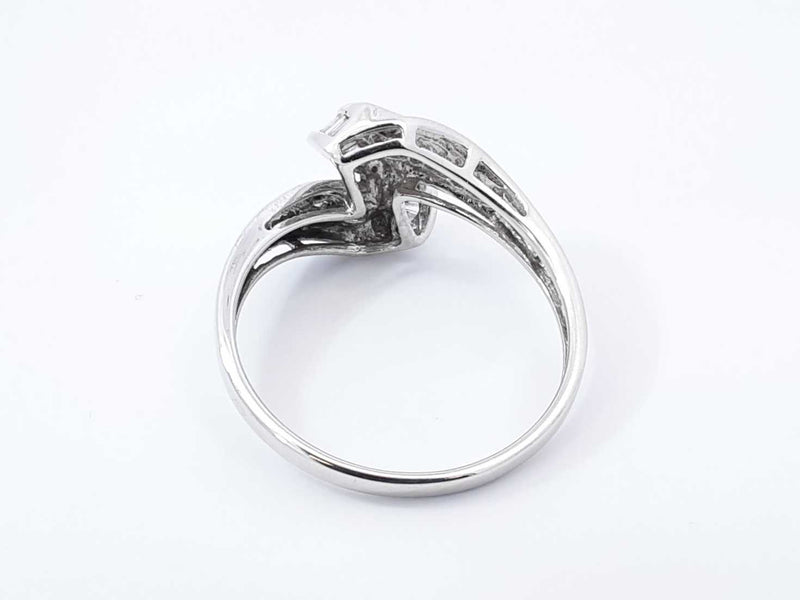0.26 Cttw Diamond & 14k White Gold Swirl Ring 4 Grams Size 11 Fw0925lczdu9
