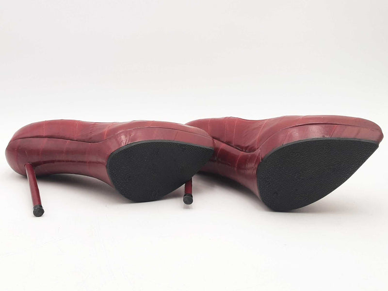 Yves Saint Laurent Rive Gauche Leather Pumps Red Size 7.5 Aa1025pzsa