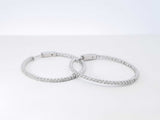 0.60 Cttw Diamond & 14k White Gold Front-facing Hoop Earrings 4.9 Grams Fw0726wrxdu
